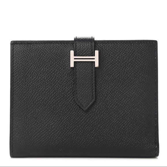 Hermes Bearn Compact Wallet black with palladium hardware - Orig. $2450 plus tax - Picture 1 of 7